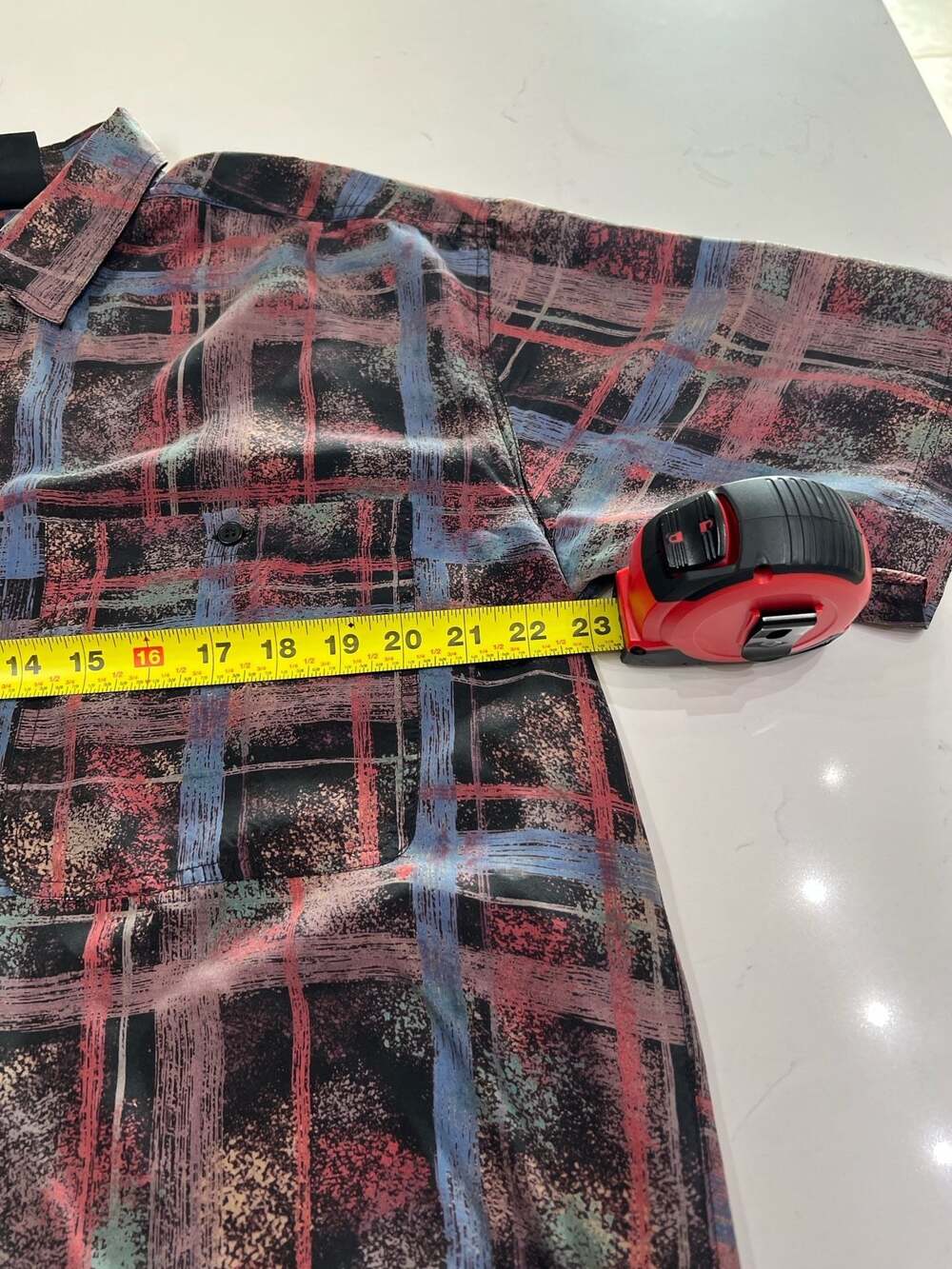 Vintage Colore Italia 100% Silk Abstract Plaid Short Sleeve Button Down Shirt M - Picture 3 of 4